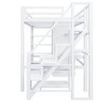 Metal Loft Bed with Desk, Wardrobe & Stepped Stairs – Twin/Full Size