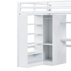 Metal Loft Bed with Desk, Wardrobe & Stepped Stairs – Twin/Full Size