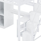 Metal Loft Bed with Desk, Wardrobe & Stepped Stairs – Twin/Full Size