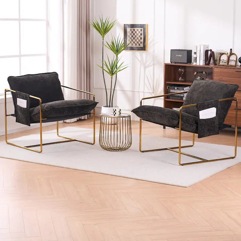 Accent Arm Chair with Metal Frame (Set of 2)