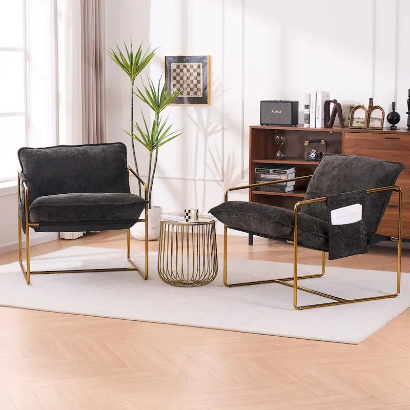 Accent Arm Chair with Metal Frame (Set of 2)
