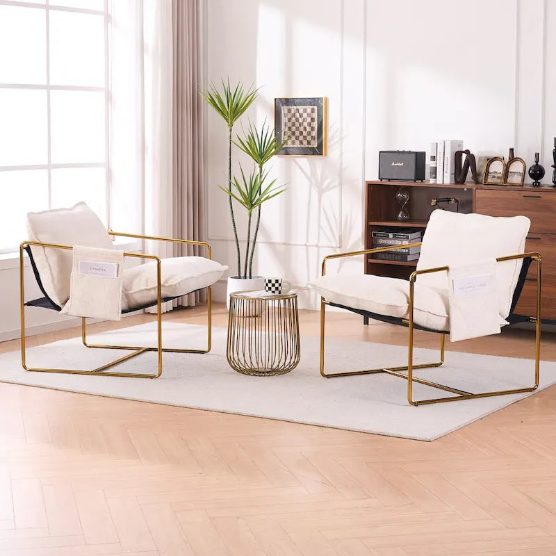 Accent Arm Chair with Metal Frame (Set of 2)