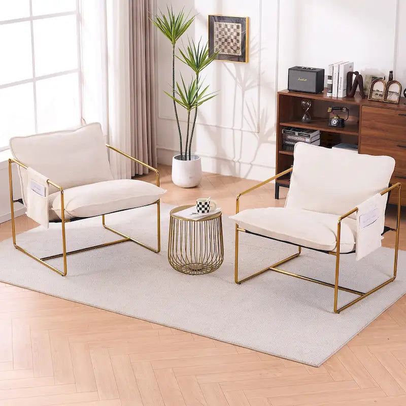 Accent Arm Chair with Metal Frame (Set of 2)