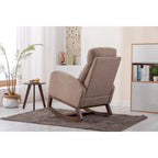 Upholstered Rocking Chair with Wood Legs and Side Pockets