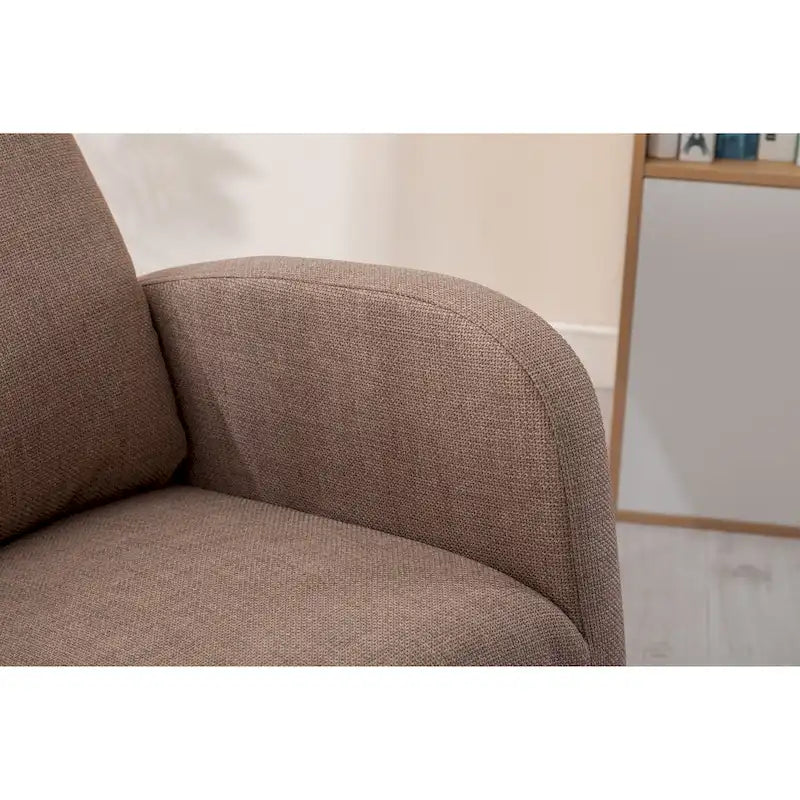 Upholstered Rocking Chair with Wood Legs and Side Pockets