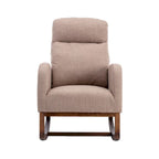 Upholstered Rocking Chair with Wood Legs and Side Pockets