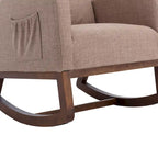 Upholstered Rocking Chair with Wood Legs and Side Pockets