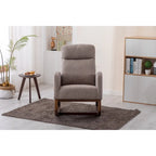 Upholstered Rocking Chair with Wood Legs and Side Pockets