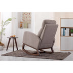 Upholstered Rocking Chair with Wood Legs and Side Pockets