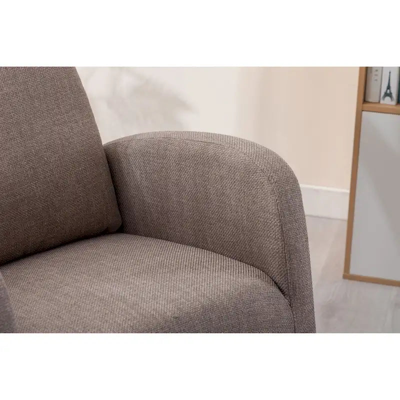 Upholstered Rocking Chair with Wood Legs and Side Pockets