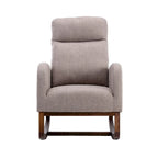 Upholstered Rocking Chair with Wood Legs and Side Pockets