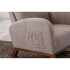 Upholstered Rocking Chair with Wood Legs and Side Pockets