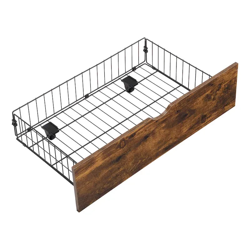 King Size Metal Bed Frame with Wooden Headboard and LED Lights