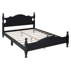 Pine Wood Platform Bed with Headboard