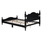 Pine Wood Platform Bed with Headboard