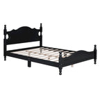 Pine Wood Platform Bed with Headboard