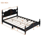 Pine Wood Platform Bed with Headboard