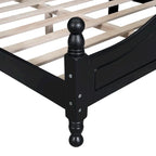 Pine Wood Platform Bed with Headboard