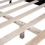 Pine Wood Platform Bed with Headboard