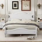 Pine Wood Platform Bed with Headboard