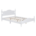 Pine Wood Platform Bed with Headboard
