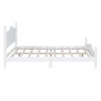Pine Wood Platform Bed with Headboard