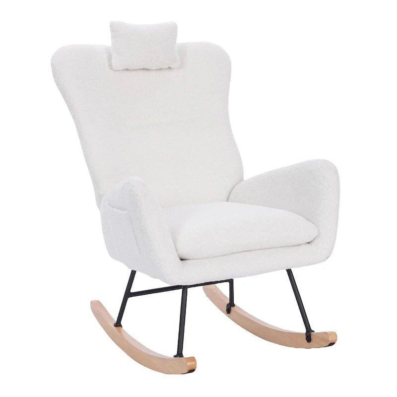 Upholstered Nursery Rocking Chair for Living Room and Bedroom