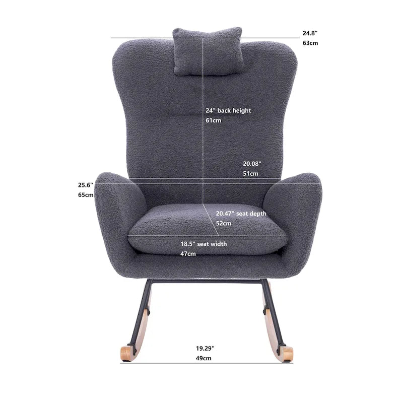 Upholstered Nursery Rocking Chair for Living Room and Bedroom