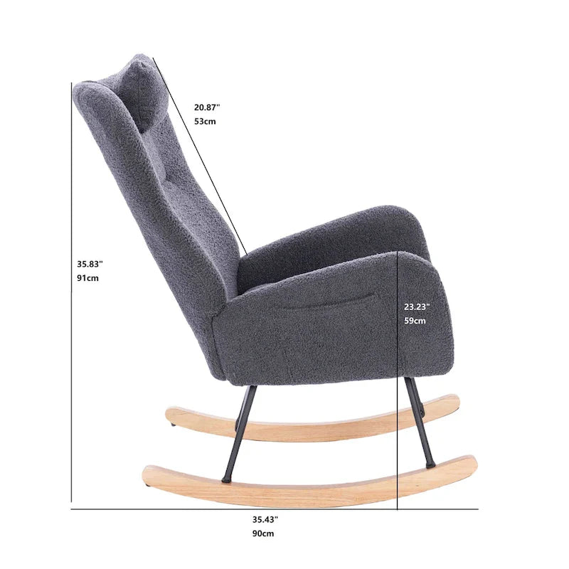 Upholstered Nursery Rocking Chair for Living Room and Bedroom