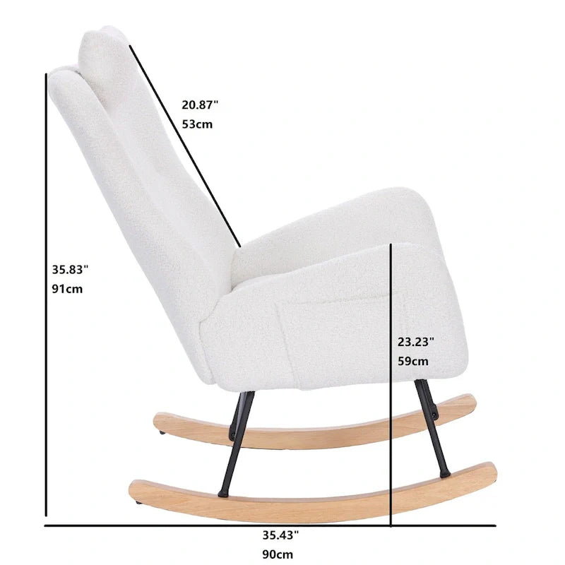 Upholstered Nursery Rocking Chair for Living Room and Bedroom