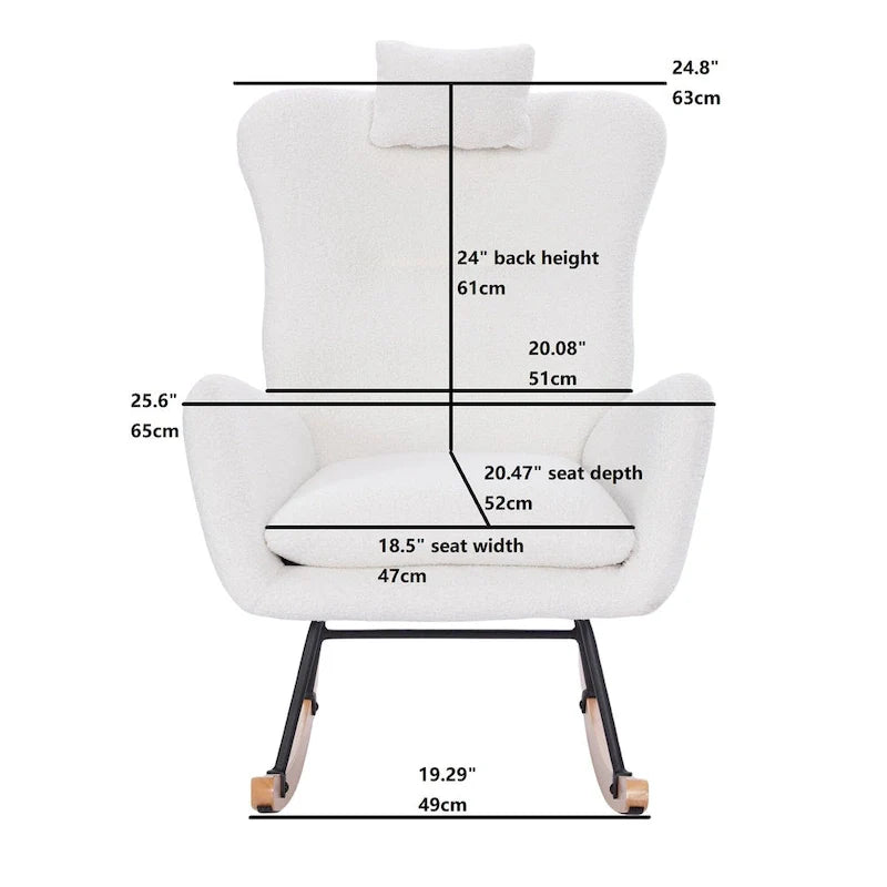 Upholstered Nursery Rocking Chair for Living Room and Bedroom