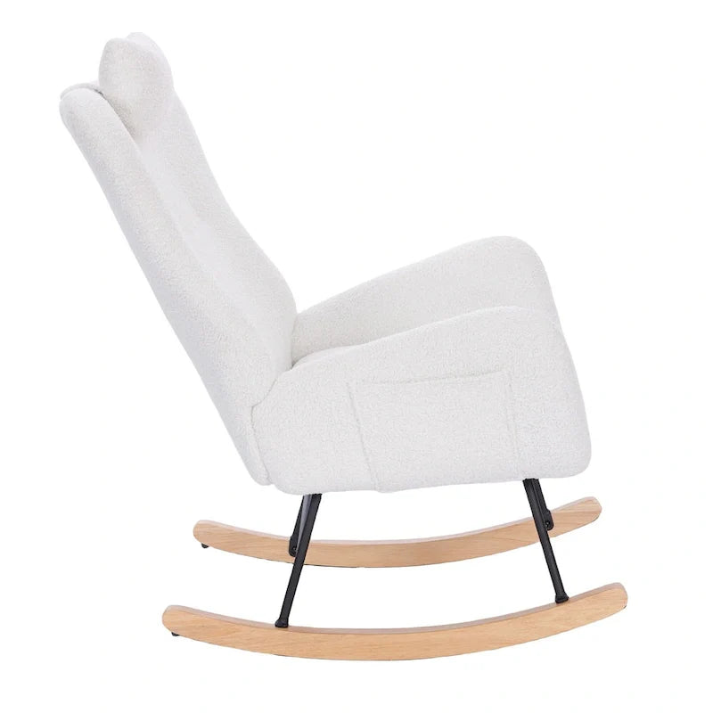 Upholstered Nursery Rocking Chair for Living Room and Bedroom