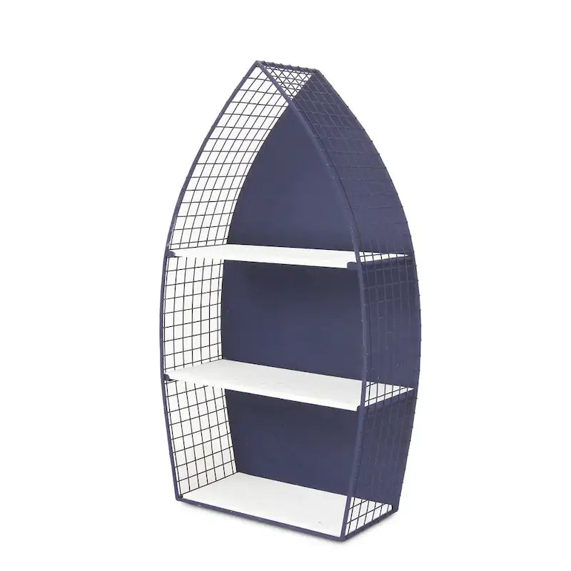 30.25 Blue Rowboat 3-Tier Wall Shelf