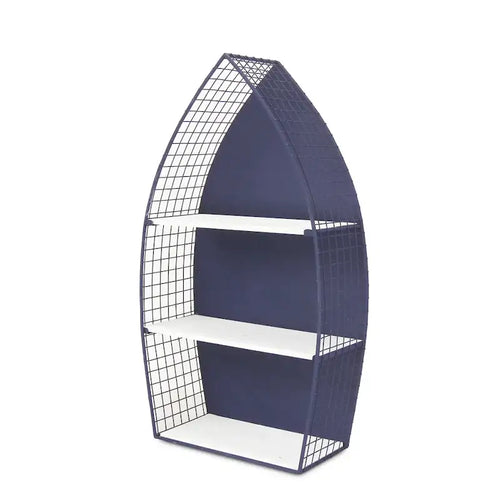 30.25 Blue Rowboat 3-Tier Wall Shelf