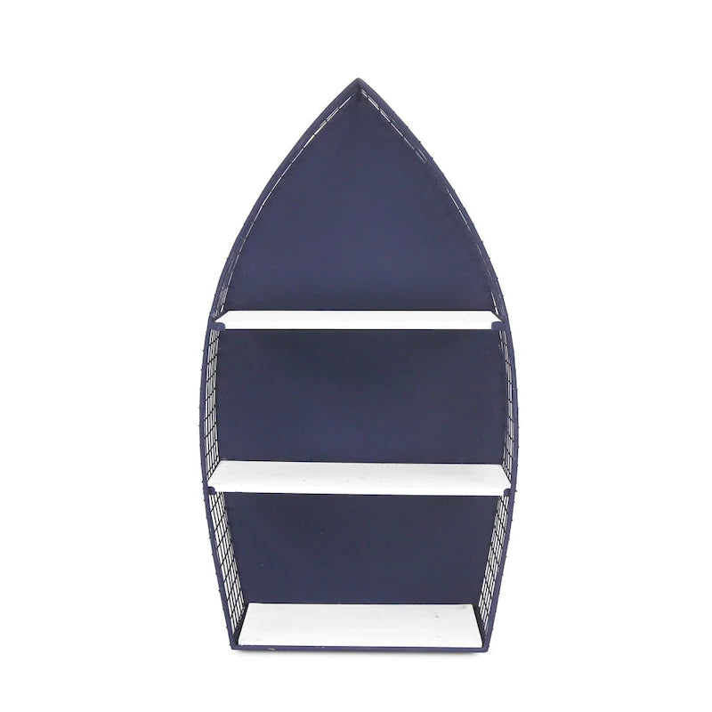 30.25 Blue Rowboat 3-Tier Wall Shelf