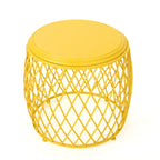 19-Inch Round Lattice Iron Side Table