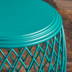 19-Inch Round Lattice Iron Side Table