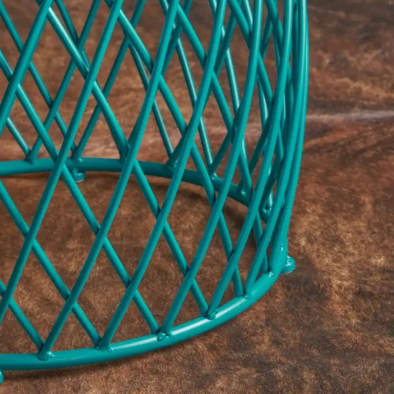 19-Inch Round Lattice Iron Side Table