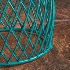 19-Inch Round Lattice Iron Side Table