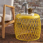 19-Inch Round Lattice Iron Side Table