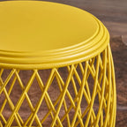 19-Inch Round Lattice Iron Side Table