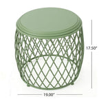 19-Inch Round Lattice Iron Side Table