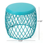 19-Inch Round Lattice Iron Side Table