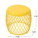 19-Inch Round Lattice Iron Side Table