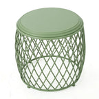 19-Inch Round Lattice Iron Side Table