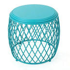 19-Inch Round Lattice Iron Side Table