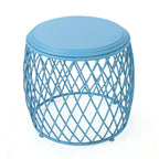 19-Inch Round Lattice Iron Side Table