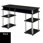 Brown Single-Person Desk with Shelves, No-Tool Assembly