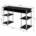 Brown Single-Person Desk with Shelves, No-Tool Assembly