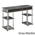 Brown Single-Person Desk with Shelves, No-Tool Assembly